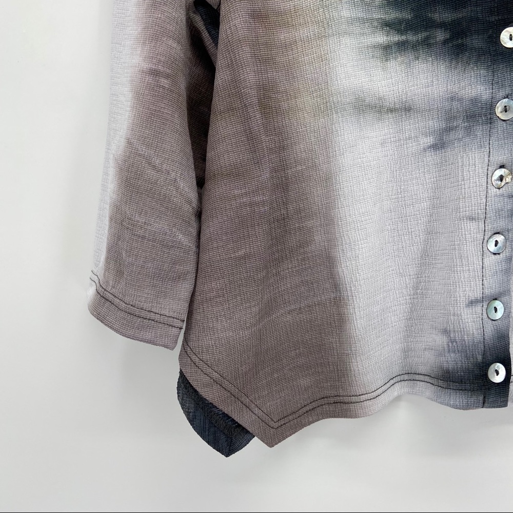 Alembika Brown White Black Asymmetrical Hem Top - Picture 2 of 5